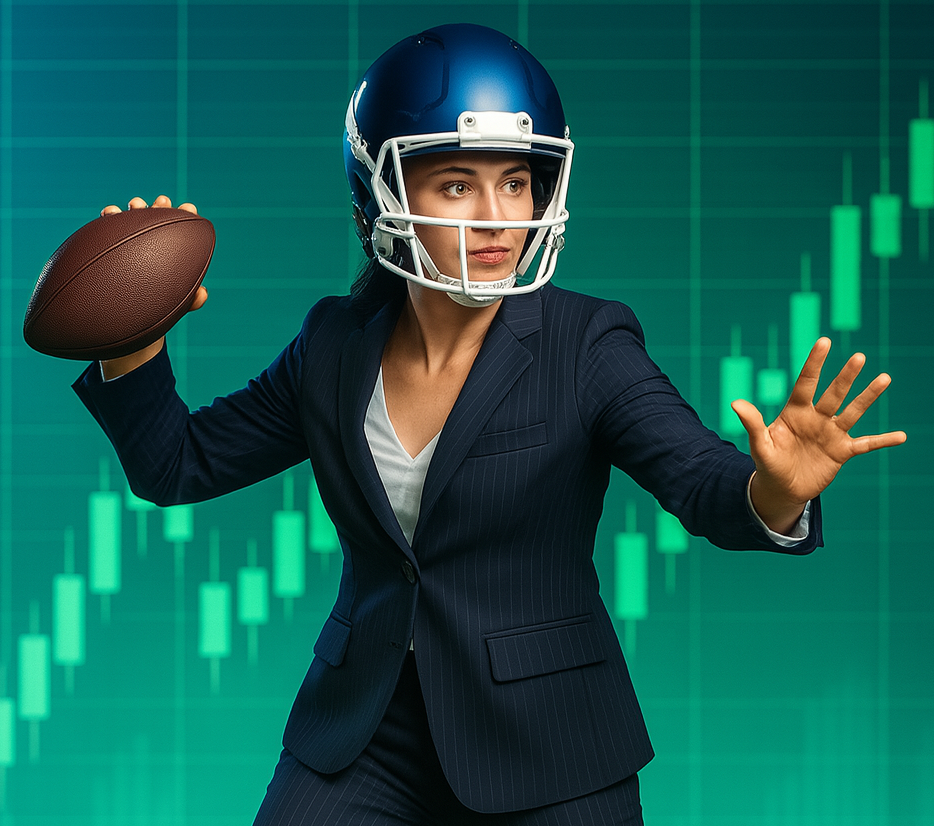 Professional female football player in action
